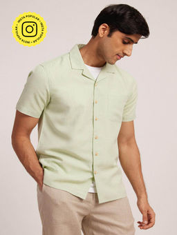 Creatures of Habit - Pistachio Tencel Notched Shirt