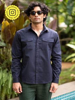 Creatures of Habit - Heavyweight Cotton Overshirt Navy Blue