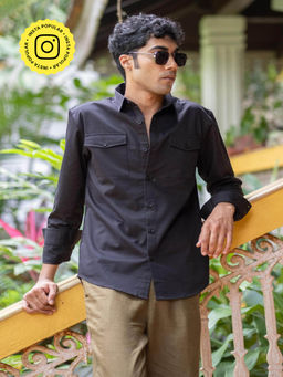 Creatures of Habit - Heavyweight Cotton Overshirt Jet Black