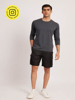 Creatures of Habit - Linen Cargo Shorts- Midnight Black