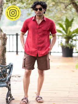 Creatures of Habit - Linen Cargo Shorts- Tree Trunk Brown