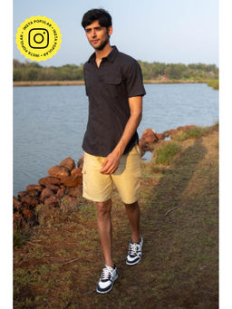 Creatures of Habit - Egyptian Cotton Shirt Short Sleeve- Black Melange