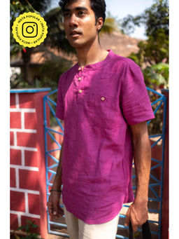 Creatures of Habit - Linen Bandhgala- Royal Purple