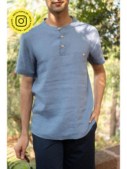 Creatures of Habit - Linen Bandhgala- Wildflower Blue