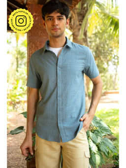 Creatures of Habit - Seersucker Shirt Short Sleeve- Wildflower Blue