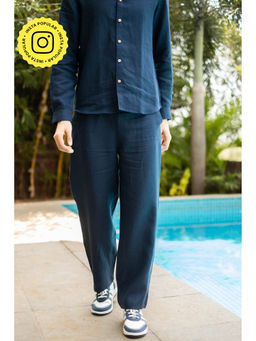 Creatures of Habit - Linen Pull-Up Pant- Navy Blue