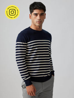Creatures of Habit - Breton Stripe Nautical Blue Sweater