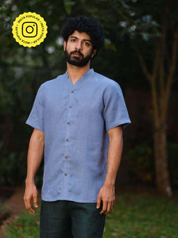 Creatures of Habit - Linen Easy Shirt - Wildflower Blue
