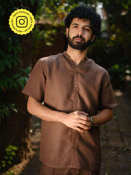 Creatures of Habit - Linen Easy Shirt - Walnut Brown