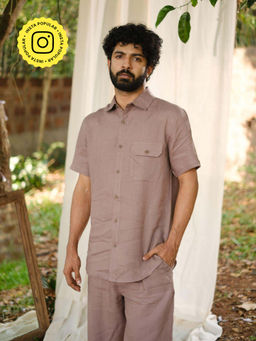 Creatures of Habit - Linen Shirt Short Sleeve- Taupe