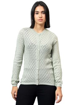 Cantabil - Green Textured Round Neck Cardigan