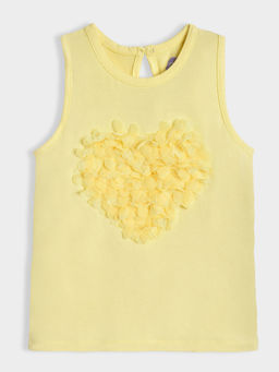 Mi Arcus - Yellow Cotton Sleeveless Vest for Girls