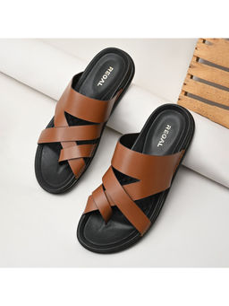 REGAL - Dark Tan Men Casual Leather Sandals