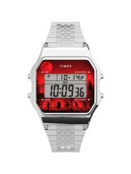Timex - T80 Square 21mm Silver Dial Digital Watch for Unisex - TW2V50900X8