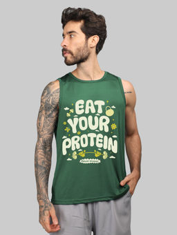 CHKOKKO - Men Green Gym Sleeveless Sports Tank Top