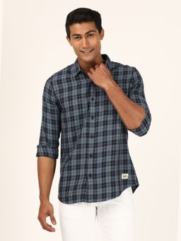 Lee - Men's Checks Blue Shirt Slim Fit