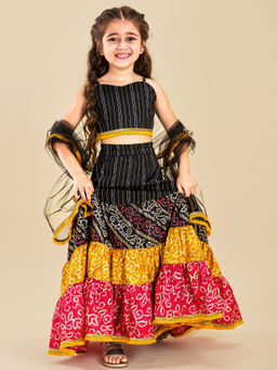 Hopscotch - Black Lace Lehenga Choli with Dupatta (Set of 3)