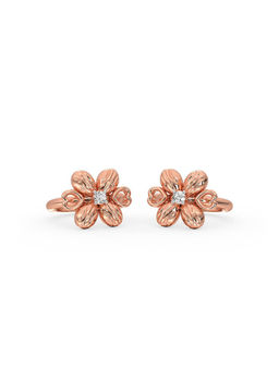 Candere by Kalyan Jewellers - 14K BIS Hallmark Rose Gold and I2GH Diamond Earrings