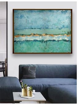 The Art House - Sea Green Blue Abstract Painting Wall Art