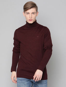 LINDBERGH - Dk Bordeaux Solid Turtle Neck Sweater