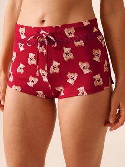 La Vie En Rose - Red Polyester Shorts