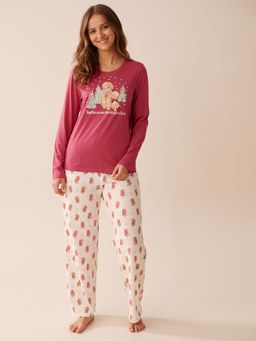 La Vie En Rose - Pink Cotton T-Shirt with Pyjama