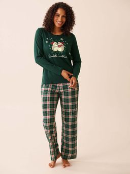 La Vie En Rose - Green Cotton T-Shirt with Pyjama