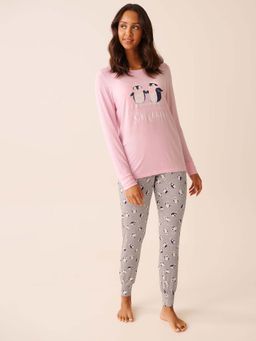 La Vie En Rose - Grey Rayon T-Shirt with Pyjama