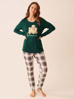 La Vie En Rose - Green Rayon T-Shirt with Pyjama