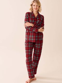 La Vie En Rose - Red Cotton Shirt with Pyjama
