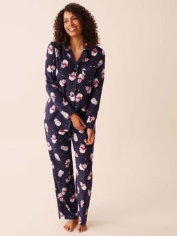 La Vie En Rose - Blue Polyester Shirt with Pyjama