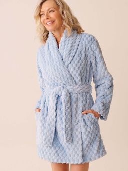 La Vie En Rose - Blue Polyester Robe with Belt