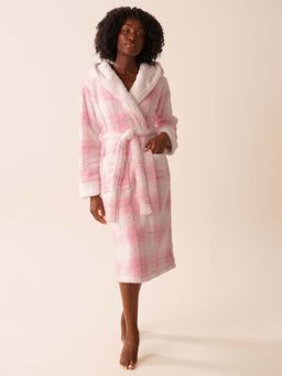 La Vie En Rose - Pink Polyester Robe with Belt