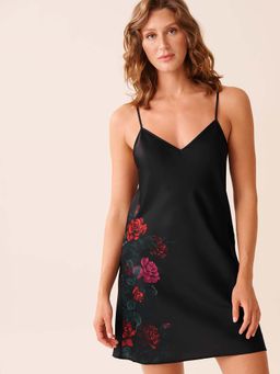 La Vie En Rose - Black Polyester Nightdress