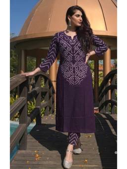 Surhi - Purple Ethnic Regular Round Neck Kurta