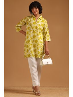 Soch - Green Floral Regular Collar Neck Kurti