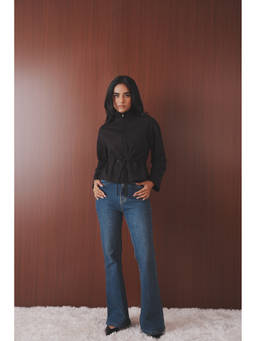 COLOR CAPITAL - Women Black Drawstring Waist Jacket