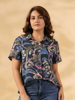June 9 Clothing - Women Multi-Color Multicolour Floral Viscose Rayon Shirt