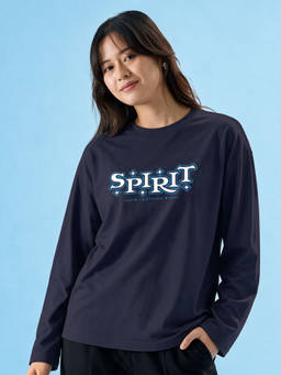 LEOTUDE - Women Navy Blue Oversized T-Shirt