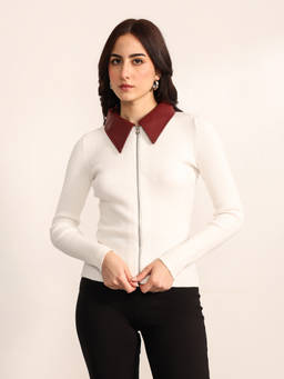 Kazo - Women White Ganache Winter Shirt