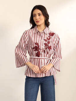Kazo - Women Wine Tyrian Shirt