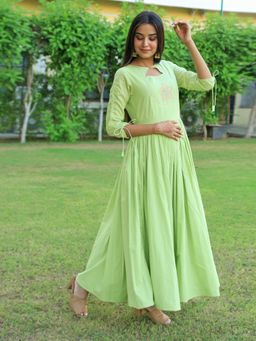 Indian Virasat - Green Long Maxi Dress