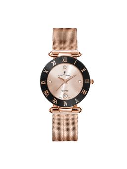 Jacques Du Manior - Coupole Mesh Swiss Made Analogue Rose Gold Round Dial Womens Watch- Rcm.52