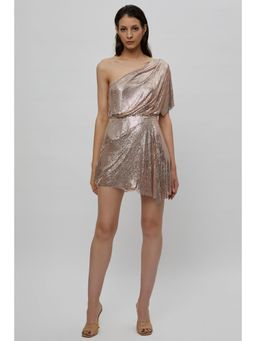 Deme - Aga Chainmail Rose Gold Off-Shoulder Dress
