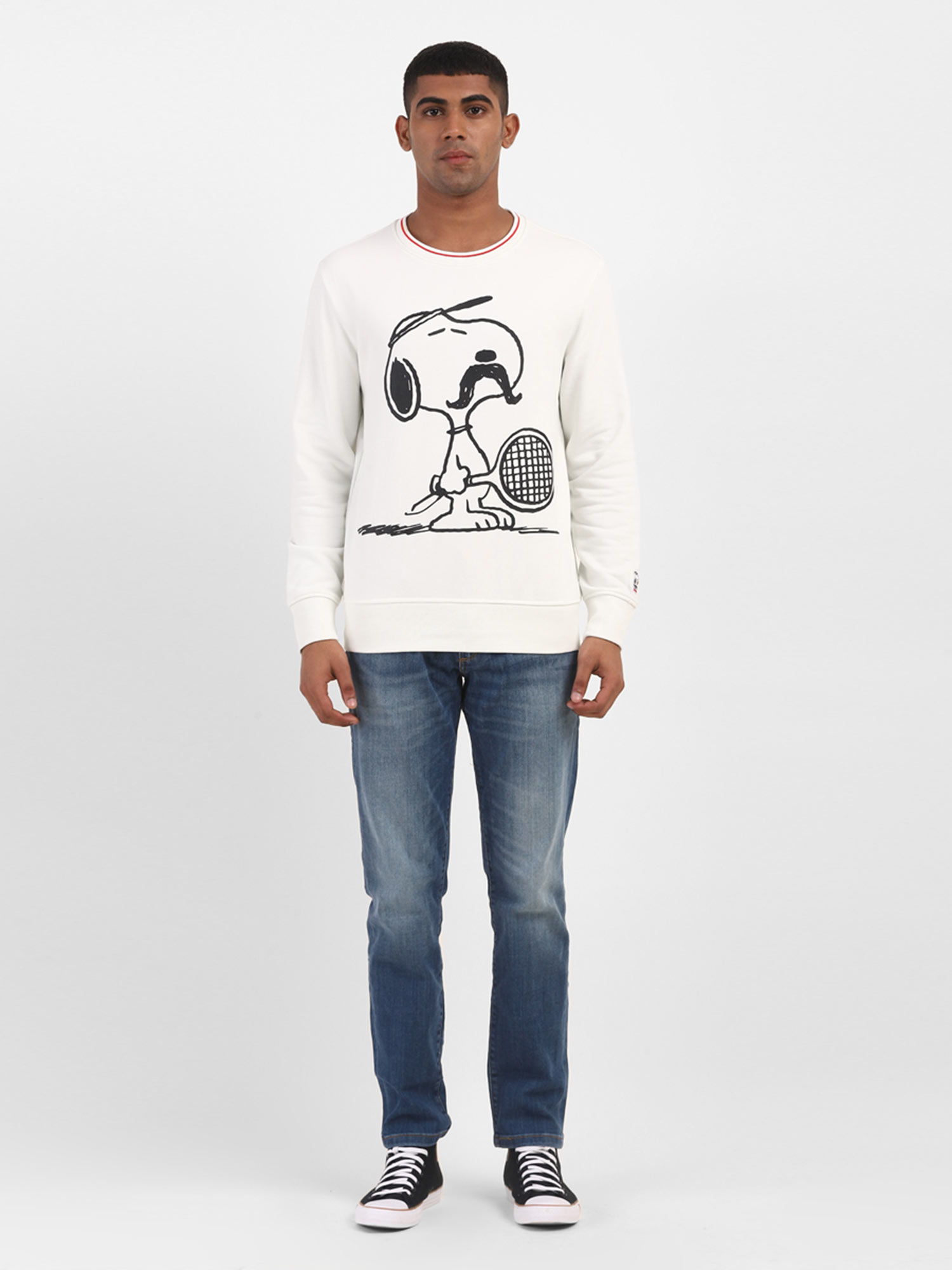 Buy Levi's Men White Black Sweatshirt 