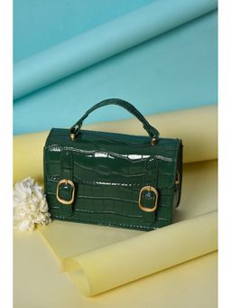 Haute Sauce - Green Textured Pu Structured Sling Bag