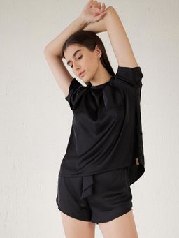 Sweet Dreams - Silky T-Shirt & Shorts Black (Set of 2)