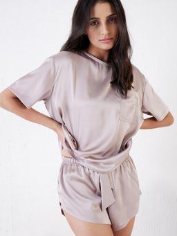 Sweet Dreams - Silky T-Shirt & Shorts Beige (Set of 2)