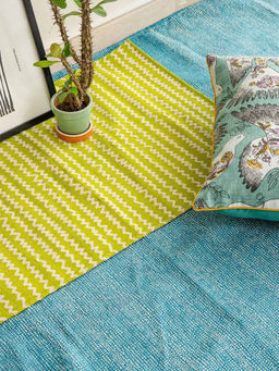 Freedom Tree - Worli Water Pure Cotton Lime Printed Rug - 2.5Ft X 4.5Ft