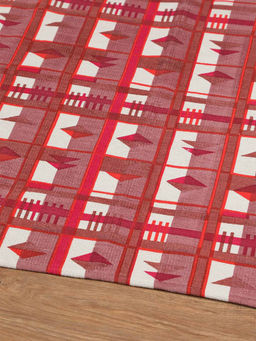 Freedom Tree - Cambaya Pure Cotton Red Printed Rug - 4Ft X 6Ft